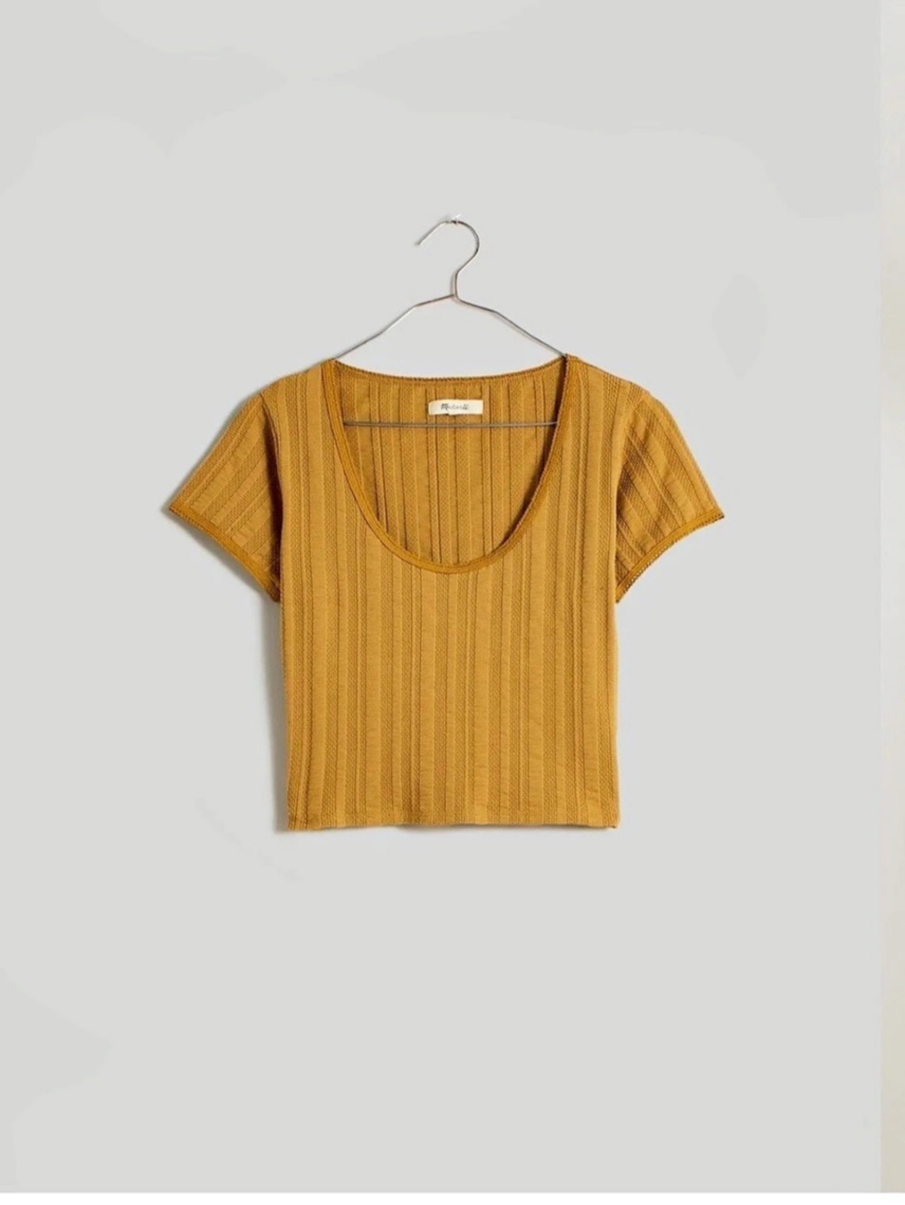 Madewell Pointelle Scoopneck Crop Tee Pointelle Crop Tee Bronzed Lichen Small